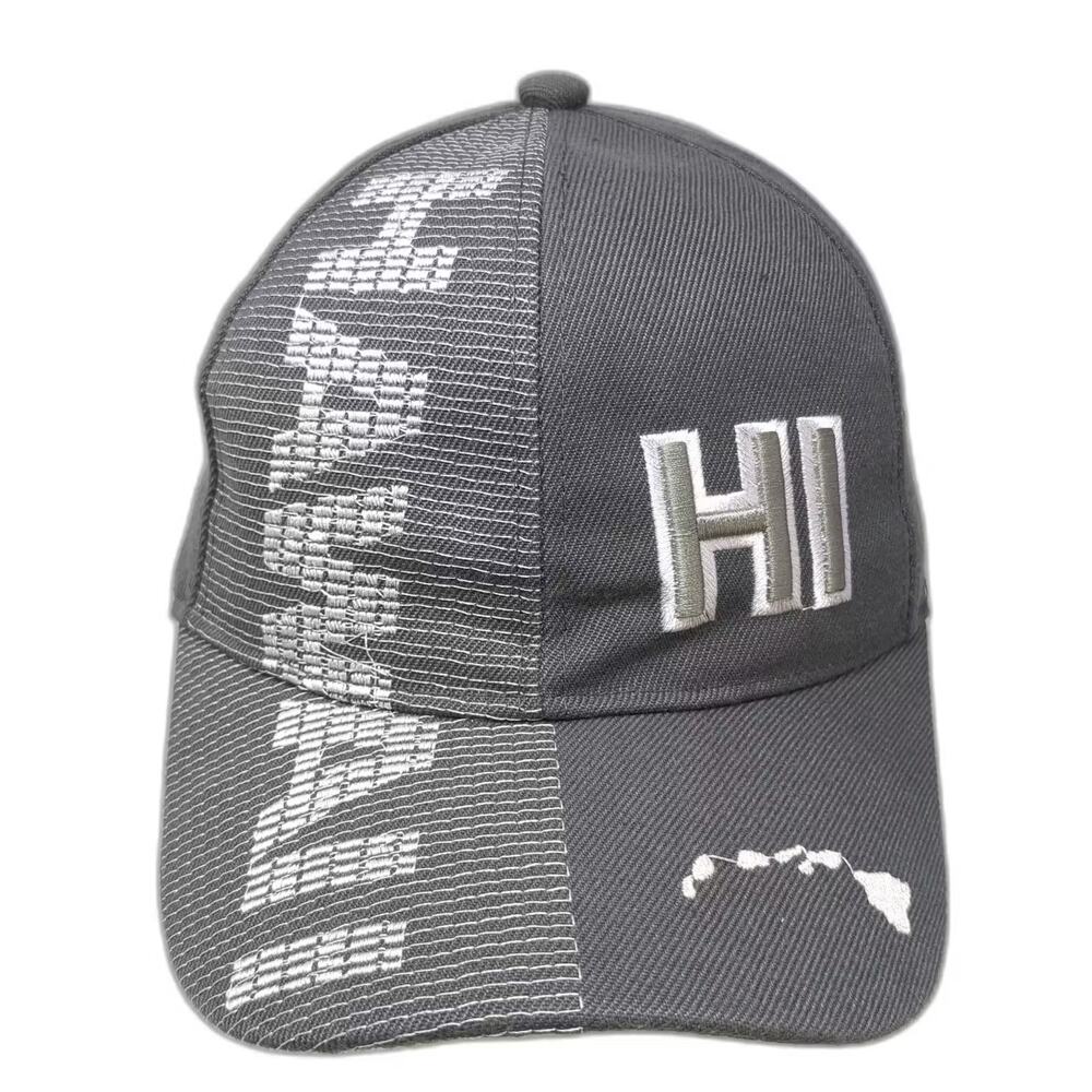 Island Crew Hawaii Baseball Cap Gray White OS Hat Adjustable Embroidered HI